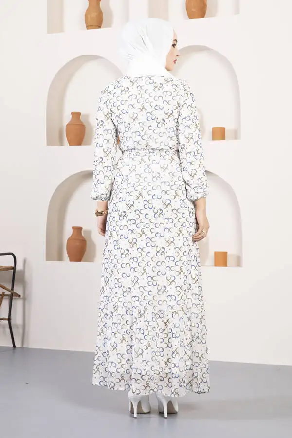 2022 New Season Waist Belted Veiling Dress Islamic Clothing Turkish Dresses Modest Fashion Abaya Tunic Hijab Modest Dress