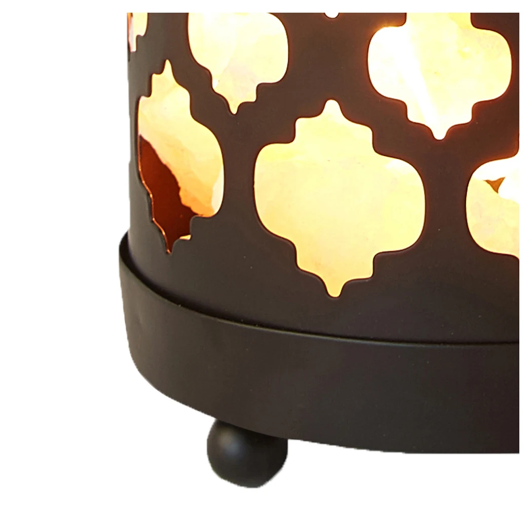 Real Himalayan Pink Salt Rock Lamp Crystal Salt Chunks in Black Iron Art Basket Dimmer Light for Air Purification