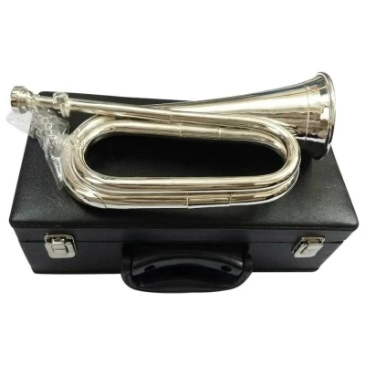 Bb bugle silver plated with box low or high pitch with hard case