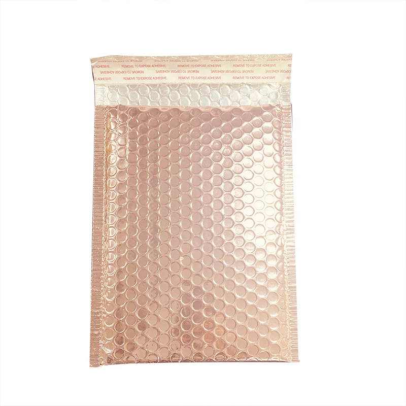 
5*5 inch Metallic Foil Aluminizing Envelopes Mailing Padded with Custom Printed Bubble Mailer Rose Gold 