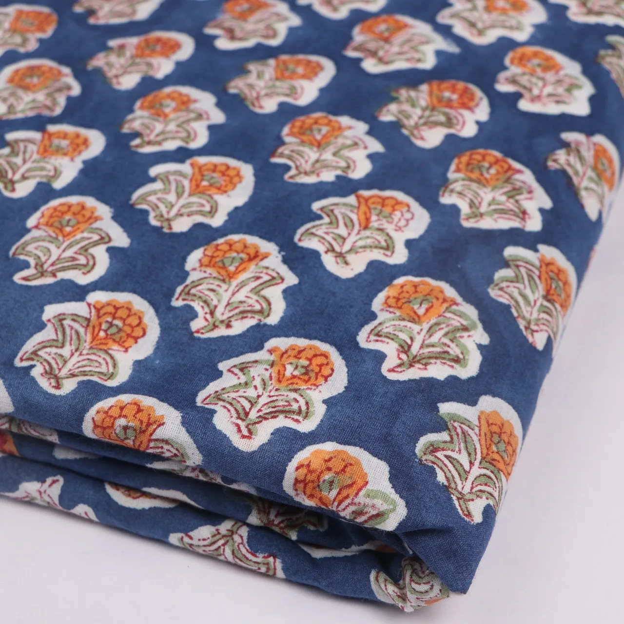 Hand block Printed Luxury Cotton Print Fabric Flower Print Plain and Pattern Cotton Fabric For Baby and Women