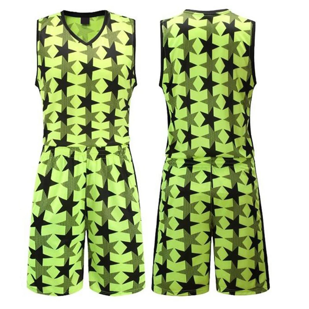 
Classic cheap double mesh reversible plain Basketball Uniform with numbers 