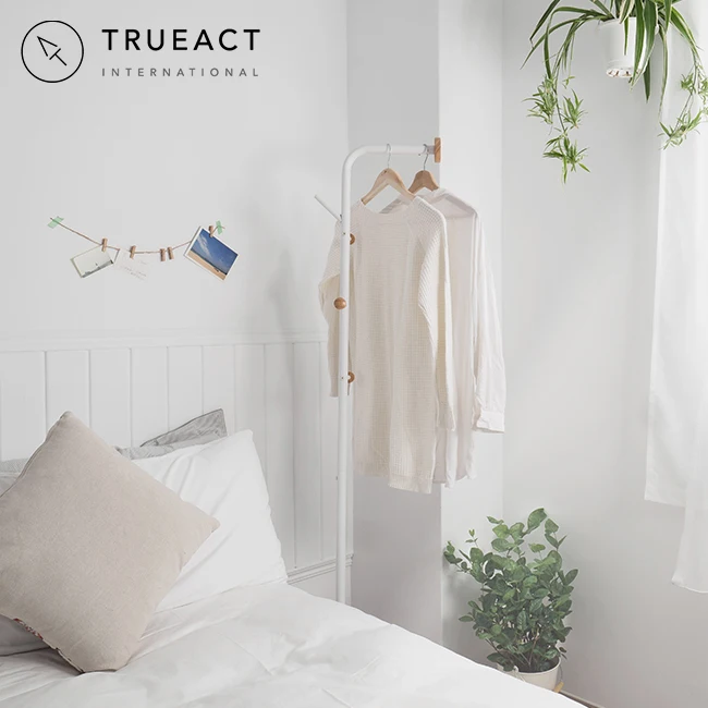 RTS New design tree shaped wooden wood coat rack free standing garment rack metal floor hat coat hanger hanging rail rack stand