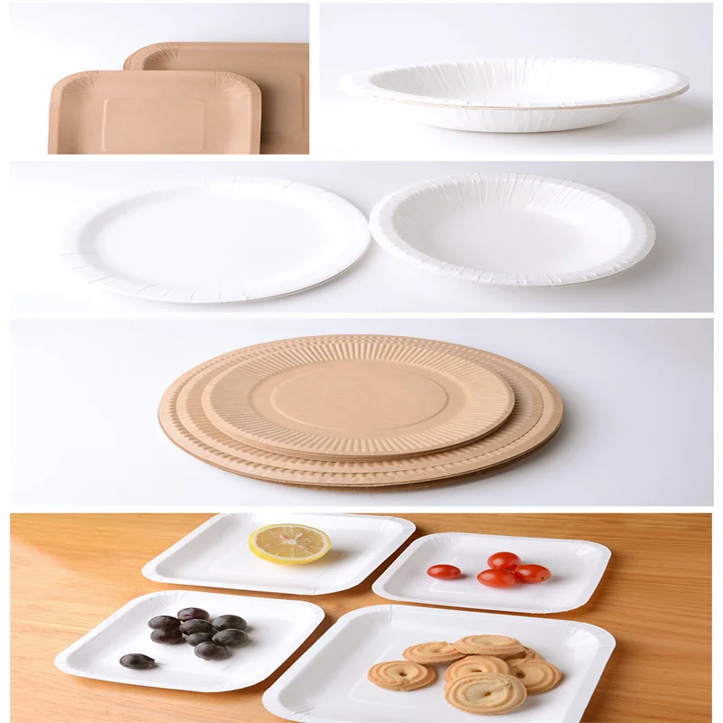 Wholesale Festival Birthday Cake Handmade Dim Sum BBQ 18 cm Disposable Square Kraft Round Paper Plates