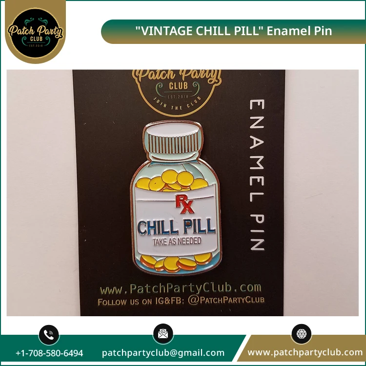 Превосходное качество эмалированная булавка «винтажная таблетка для охлаждения» 1 5 дюйма эксклюзивный дизайн подарки с сознанием общественности