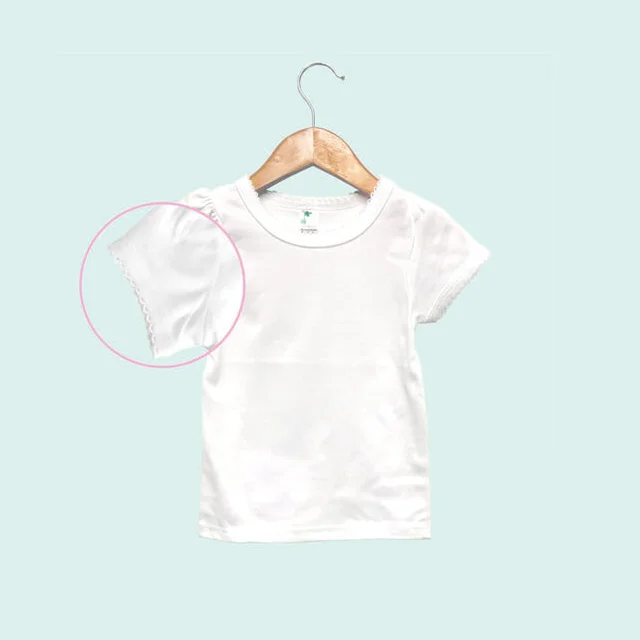 
Baby Girls Scallop Trim Tops White Poly-Cotton Blend 