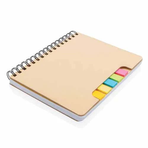 XD Collection A5 Kraft Recycled Paper Spiral Notebook with Sticky Notes P772.119