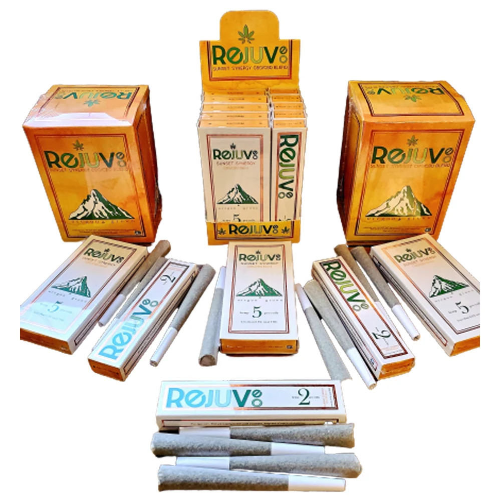 
Rejuveo Branded Pre-Rolls (Smokable) in Master Carton for Retail Stores 35 Pre-Rolls Made With A CBD And CBG Hemp Flower Blend 