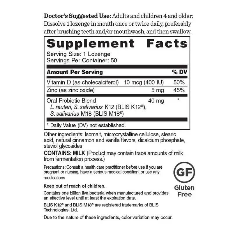 
Dr Williams Probiotic Advantage Oral Sinus Probiotics For Your Mouth Teeth And Gums 50 Sugar Free Lozenges 50 Day Supply 