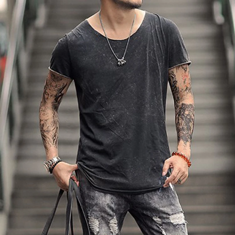 
High Quality Fashional Design Custom Vintage Faded Blank Tshirt Plain Enzyme Wash T Shirt 