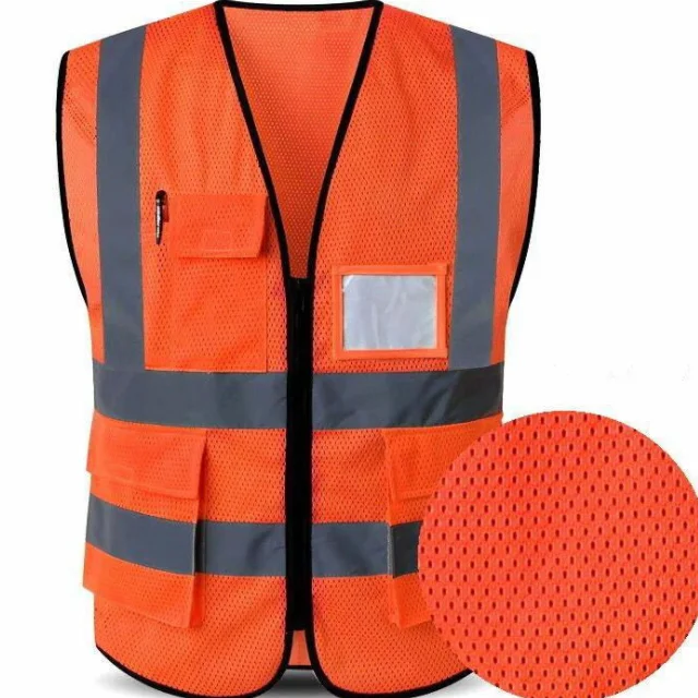 High Visibility zip mesh protective reflective vest Quality safty vest and logo