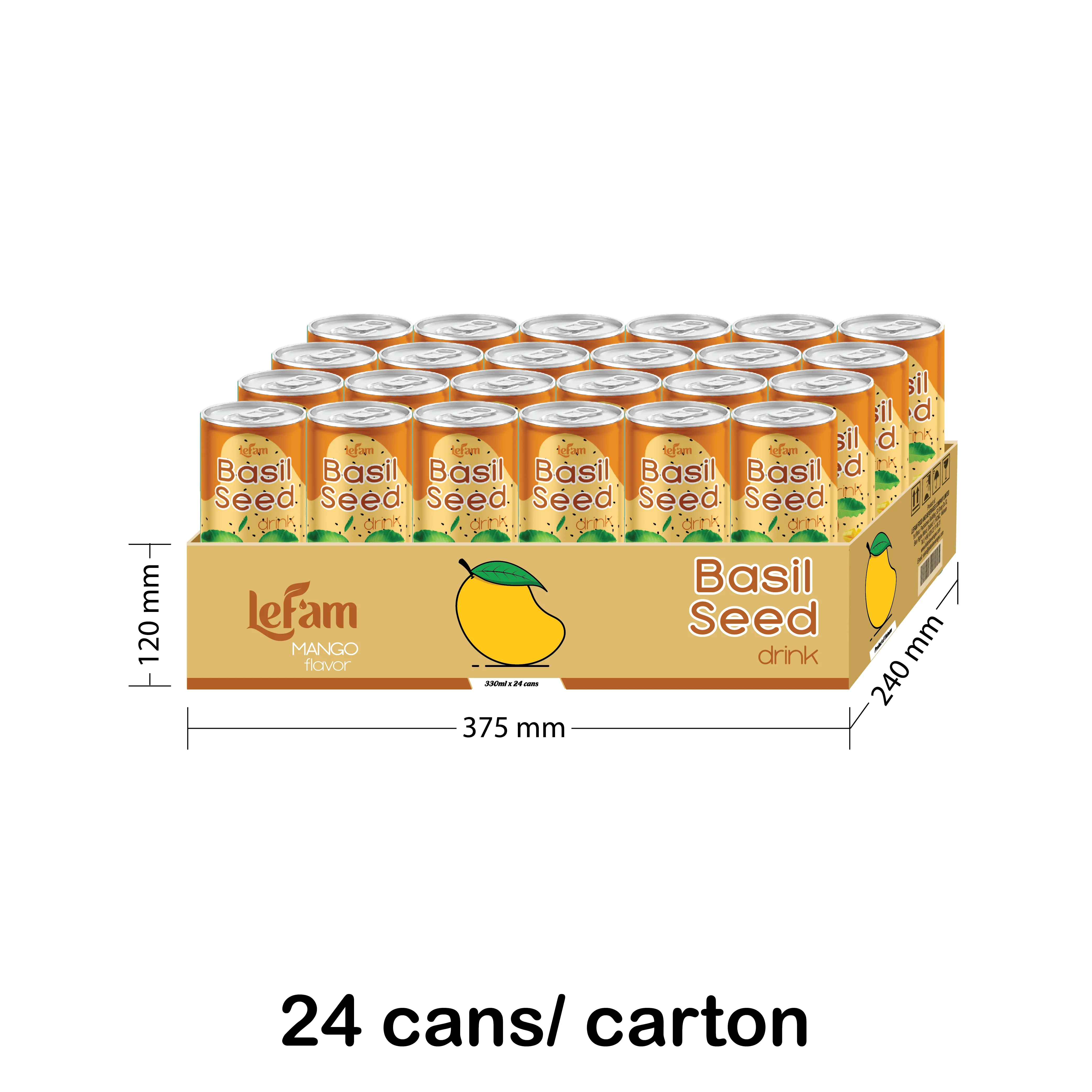 Банка 330 мл 11 2 унции чистый фруктовый свежий напиток из семян базилика лимонный сок мгновенный OEM с низким содержанием сахара LEFAM 0084 96 345 2745