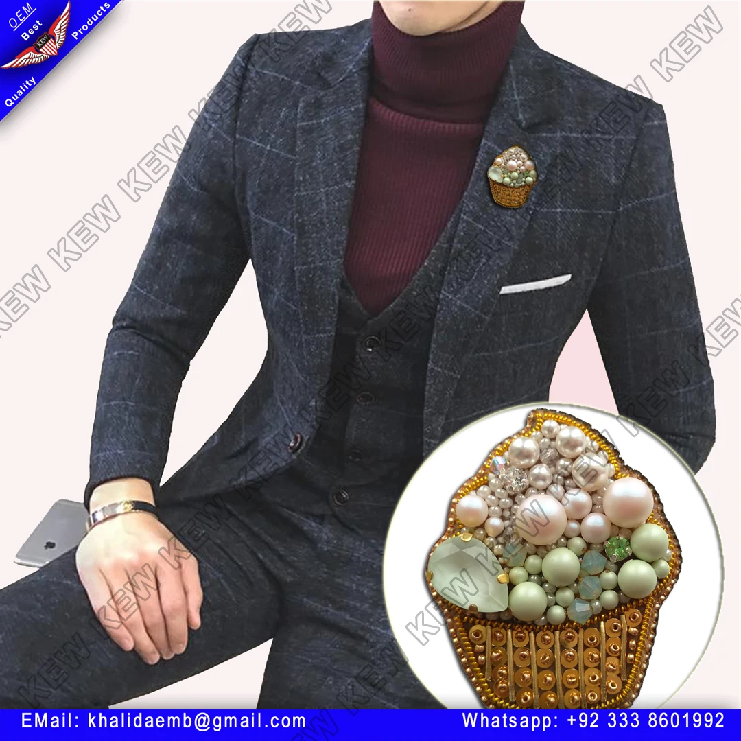 custom embroidery Beaded brooch flowercustom embroidery patch for clothes  brooches handmade party wedding USA UK Europe