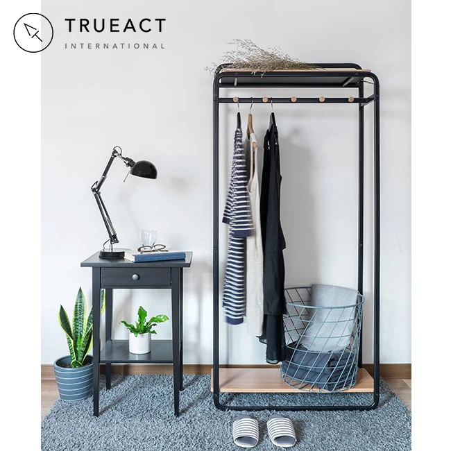 Industrial loft style metal clothes hanger stand