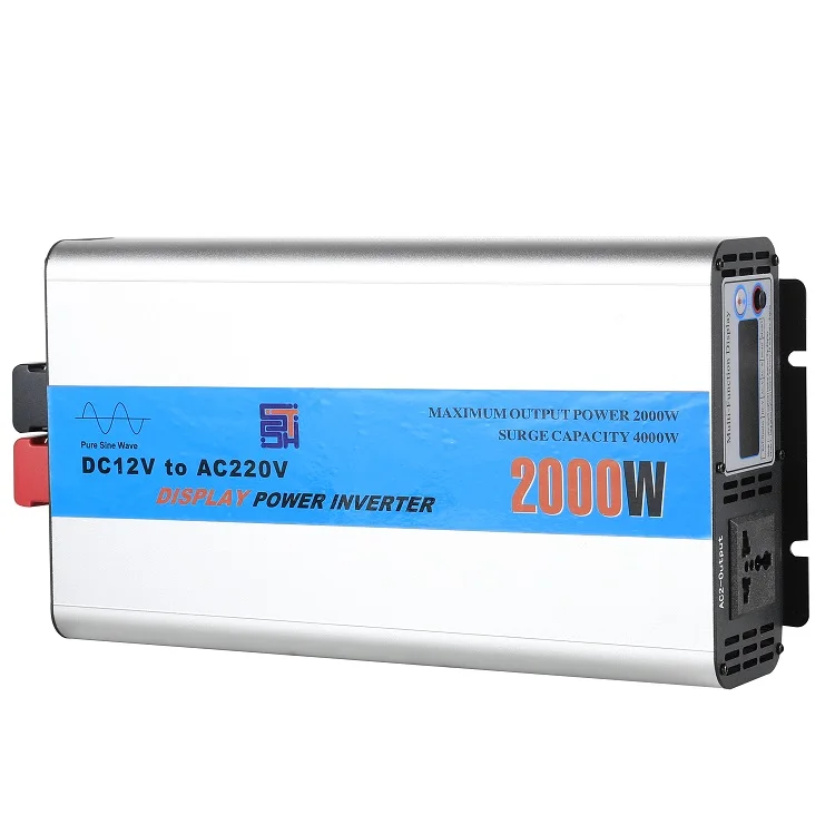 High quality 2000W LED display power inverter dc 12v 24v to ac 110v 220v off grid pure sine wave power inverter 2000 watt