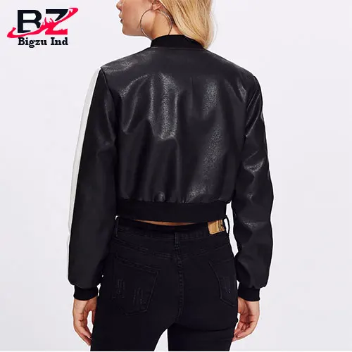 
Best Classic Leather Racer Jacket Womens Fashion Cropped Sheepskin Leather Jacket 