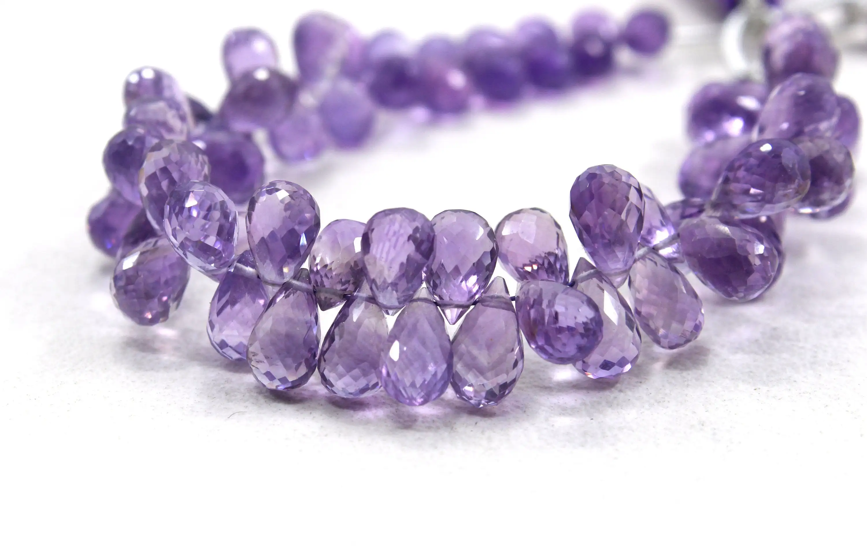 50 Piece Natural Pink Amethyst Gemstone Faceted Teardrop Shape Tiny Briolette Beads for Handmade Jewelry Making