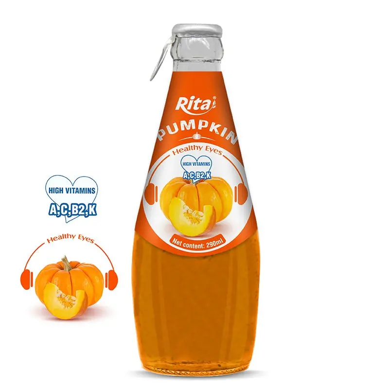 Rita Brand From Vietnam 300ml Glass Bottle Pumpkin Juice Drink Wholesaler Good Taste Good for Health Fruit and Vegetable Juice