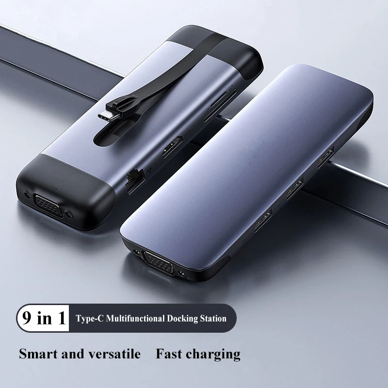 9 In 1 Docking Station USB C Hub Metal Usb30 Multiport Type C