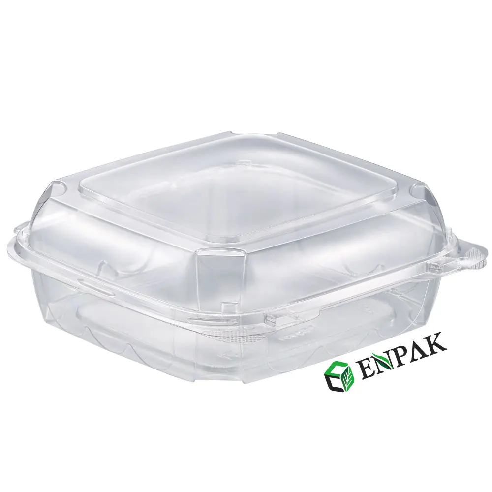 PET clear square plastic salad clamshell food box