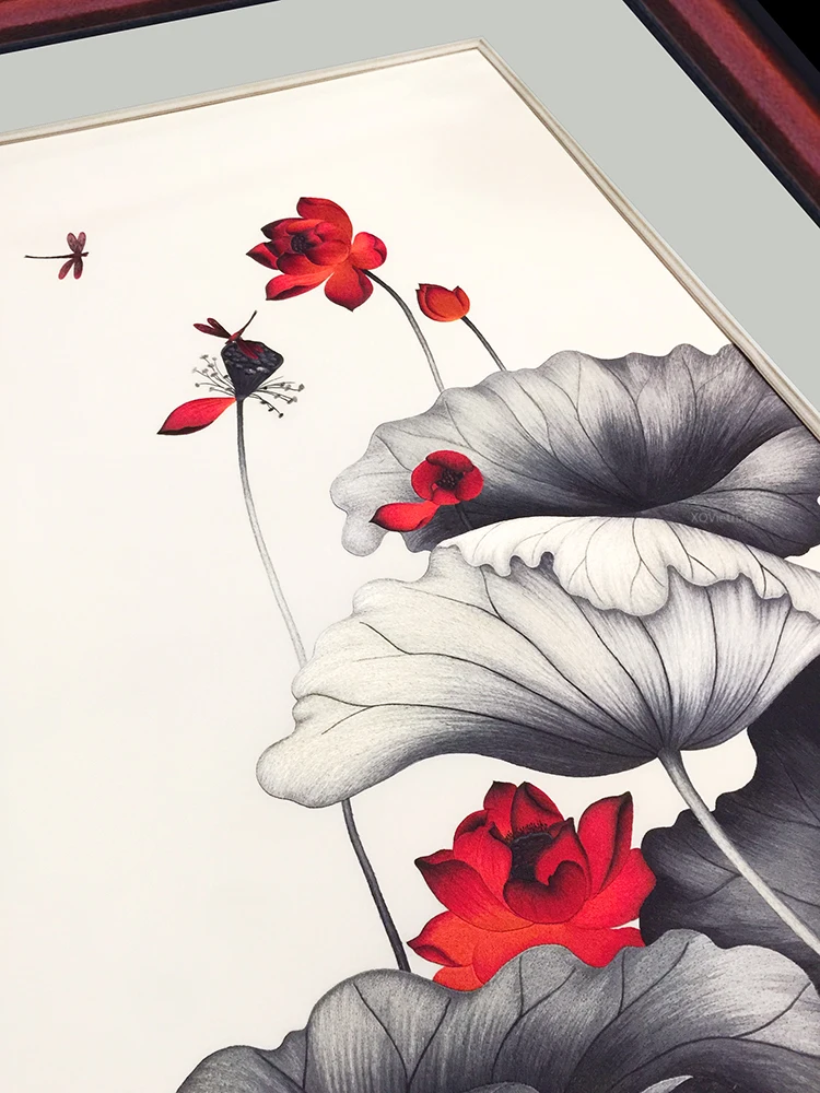 Вьетнамские производители ручная вышивка картина Импрессионистский Стиль Цветочная живопись аромат лотоса 51