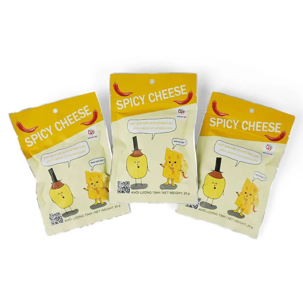 Пакет жареные органические закуски острые семена сыра лотоса из Вьетнама упаковка вкусная приправа 25 грамм вес нетто