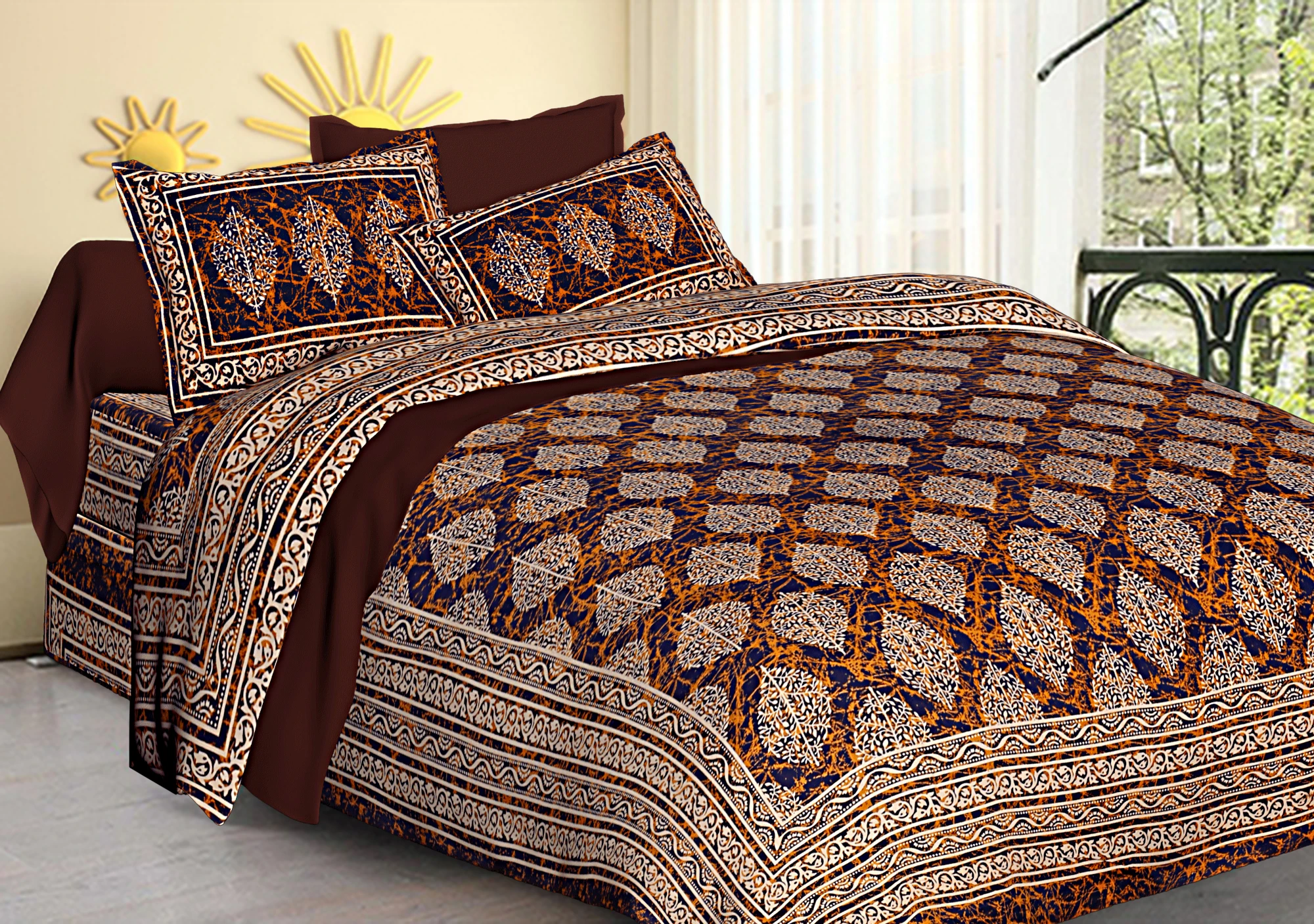 Bedspread Cotton Fabric Handmade King Size Bedsheet Red Color Beautiful Royal Look Multiple Color