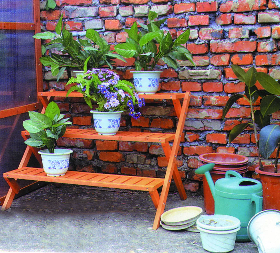 3-tier Acacia wooden plant racks High quality Vietnamese acacia wood gate easy to assemble environmentally friendly