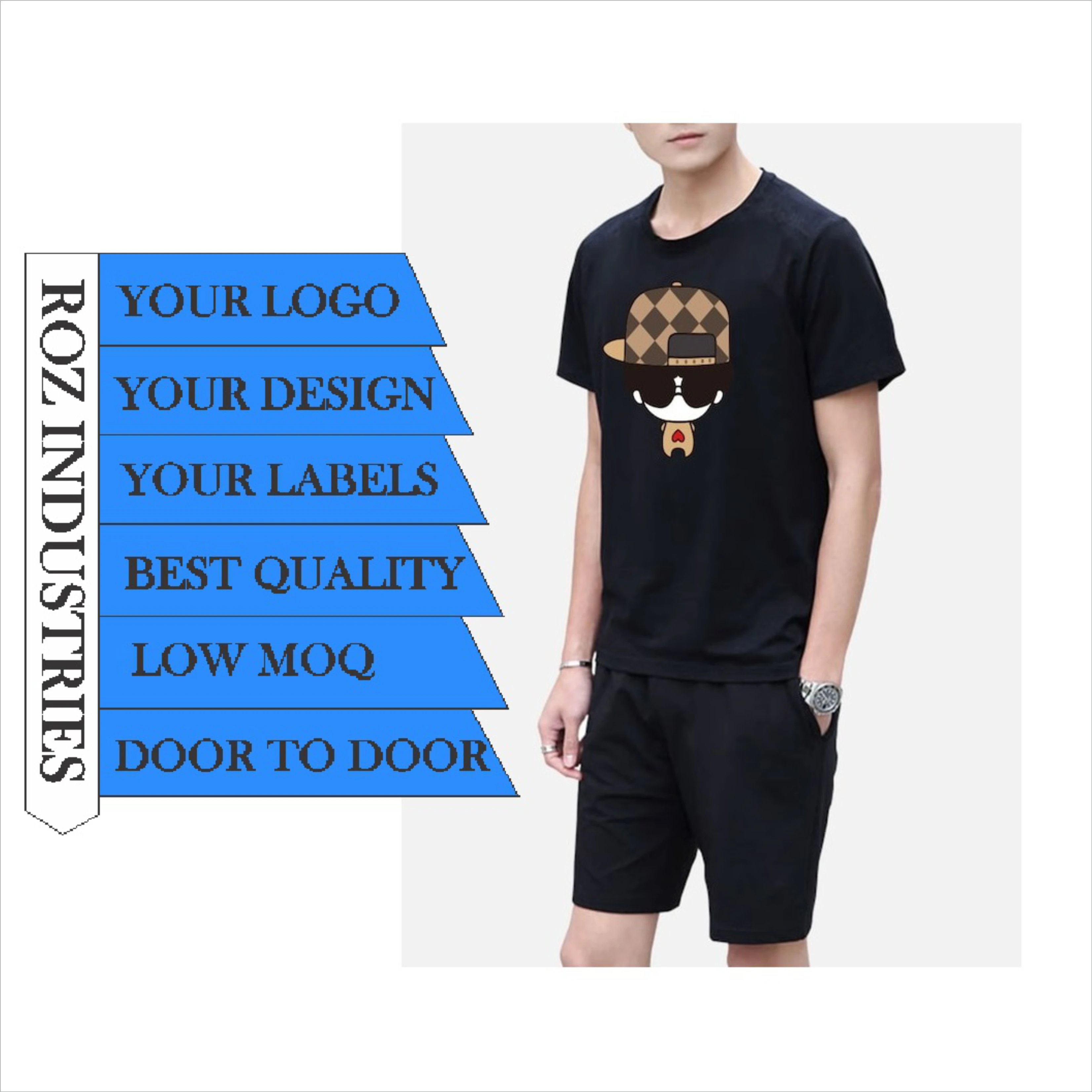 Men customized Slim fit Twin sets T-Shirts and shorts New design 100% cotton Men twin set