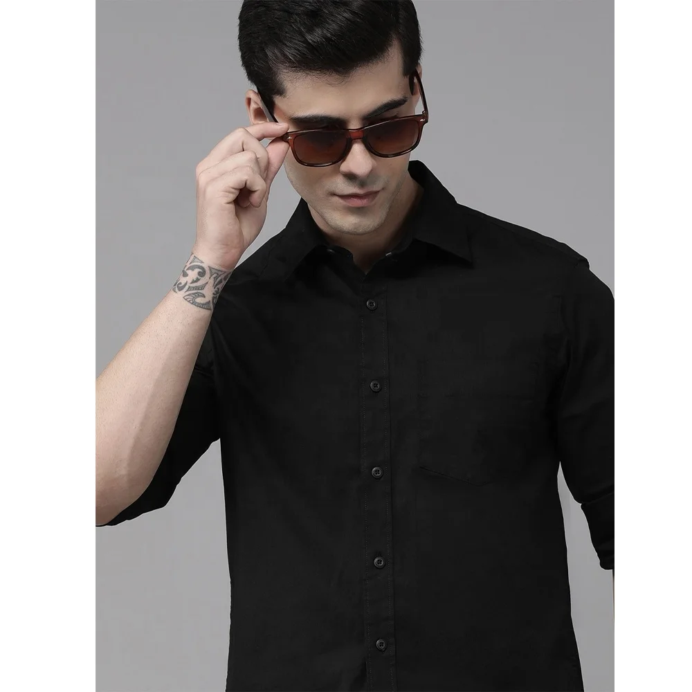 Plain Shirts Men 100 Cotton Long Sleeve Custom Button Up Wholesale