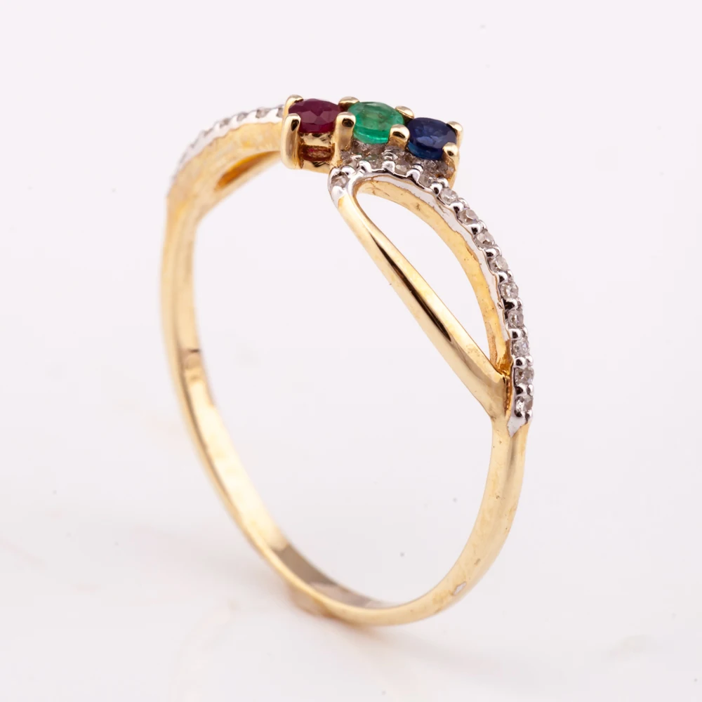 14K позолоченные натуральный сапфир и Изумрудное кольцо цены по прейскуранту завода-изготовителя Серебро 925 из Таиланда с фабрики