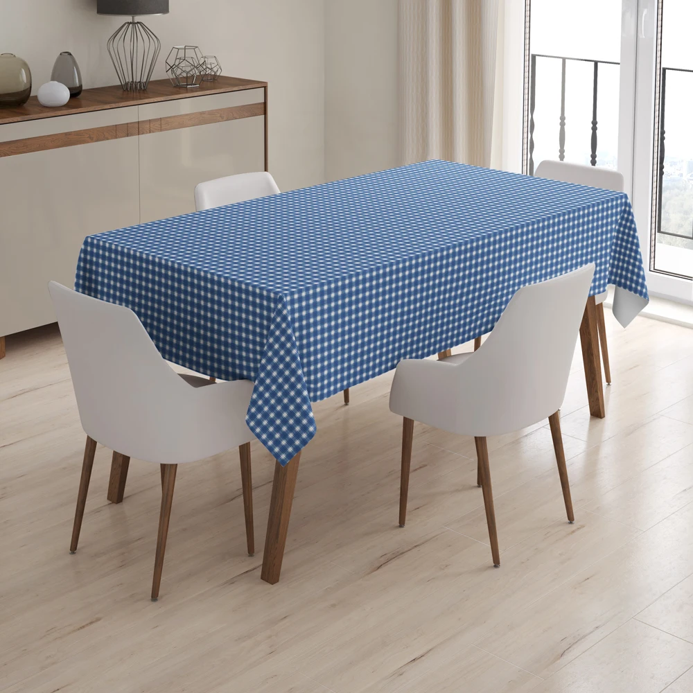 
High Quality PVC Table Cloth with Nonwoven Backing 266-7 Checkered Design Dark Blue 