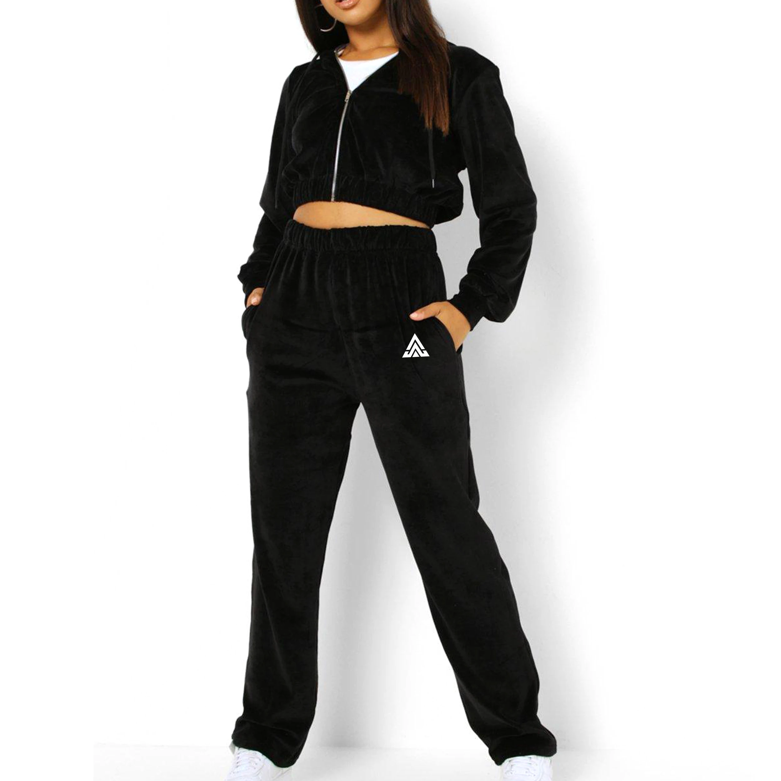 New Fashion Jogging Velour Tracksuit For Ladies Two Piece Set Casual Sports Women Velvet Training Suit