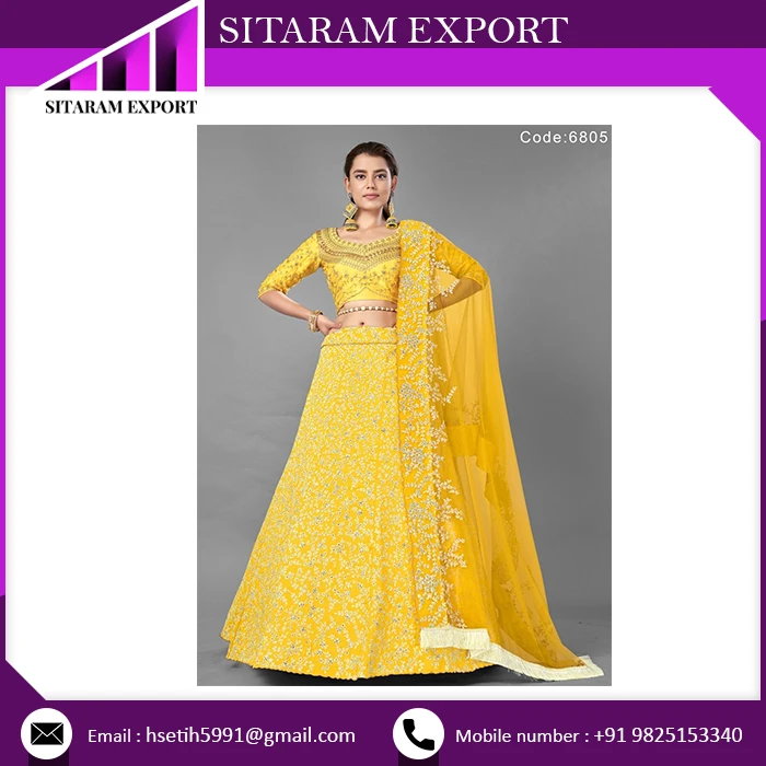 
Newly Design Special Yellow Silk Material Made Lehenga Choli Embroidery Work Buy From Lead Supplier 