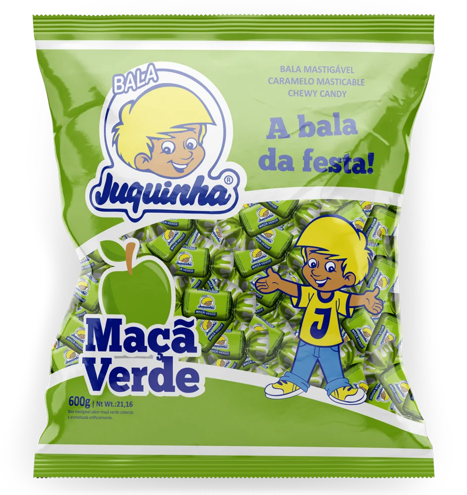 81080 - Juquinha Tutti-Frutti, Green Apple, Grape, Raspberry Chew Candies 4,5g 22x134un