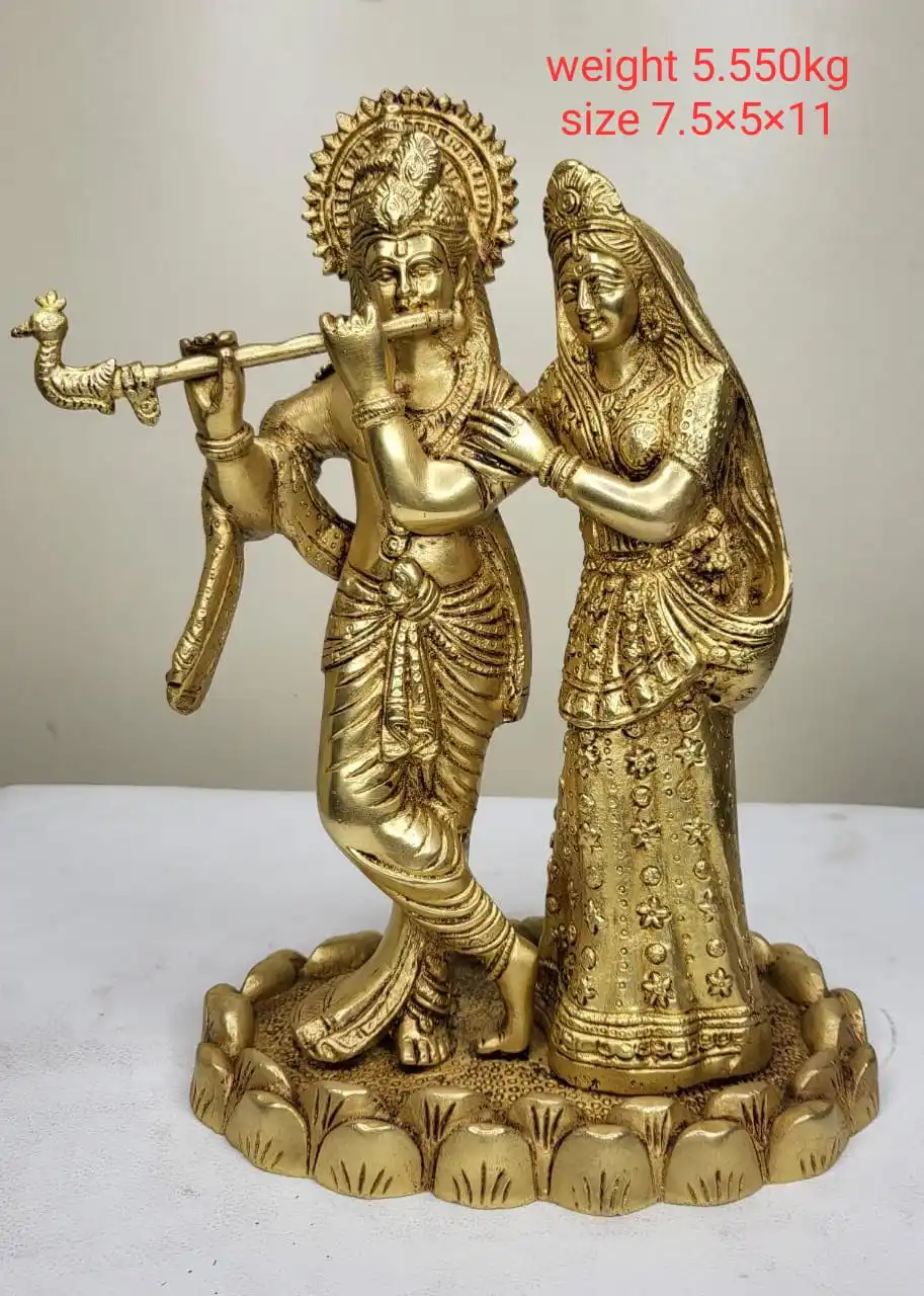 Ganesha idol with stone work brass