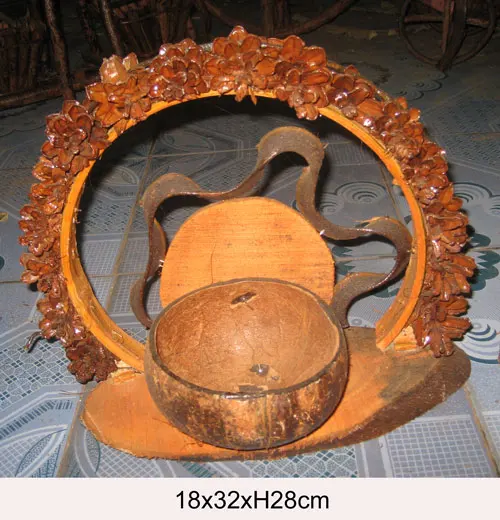 Coconut And Bamboo Planter Wholesale Pot Handmade Home Decor Basket Garden Decoration Outdoor Natural Multi Size