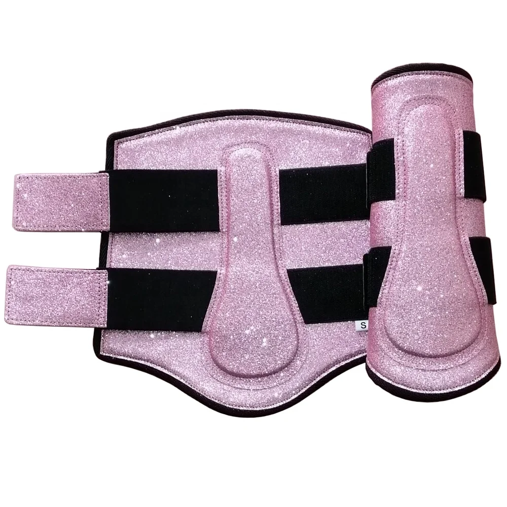 Pink Glitter Brushing Fur Horse Boots