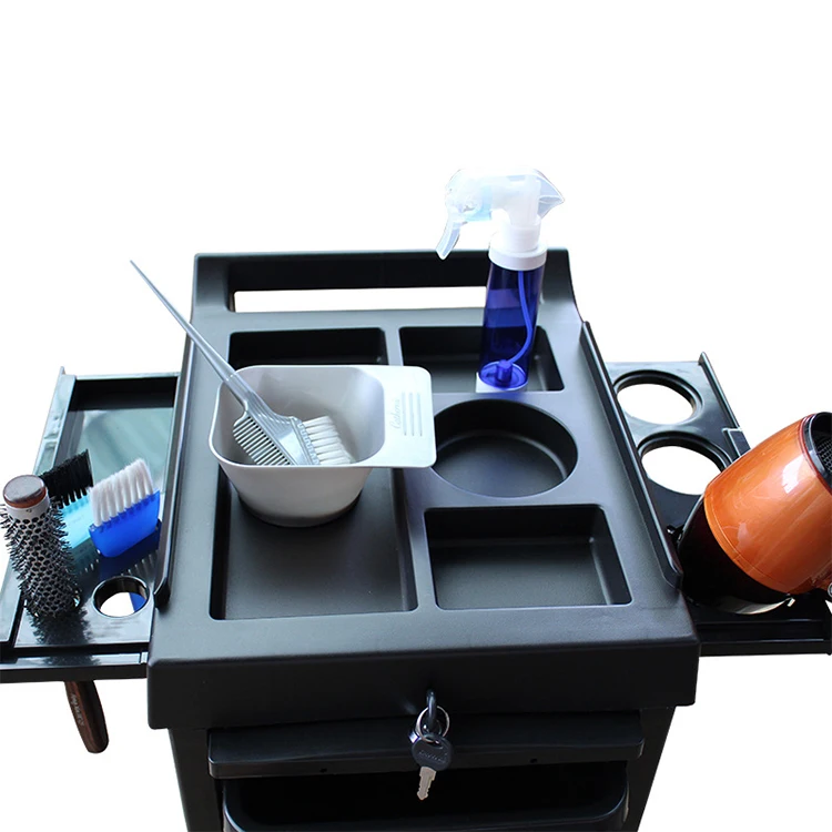 Barber shop ironing and dyeing trolley beauty salon black multi-layer trolley trolley cart salon