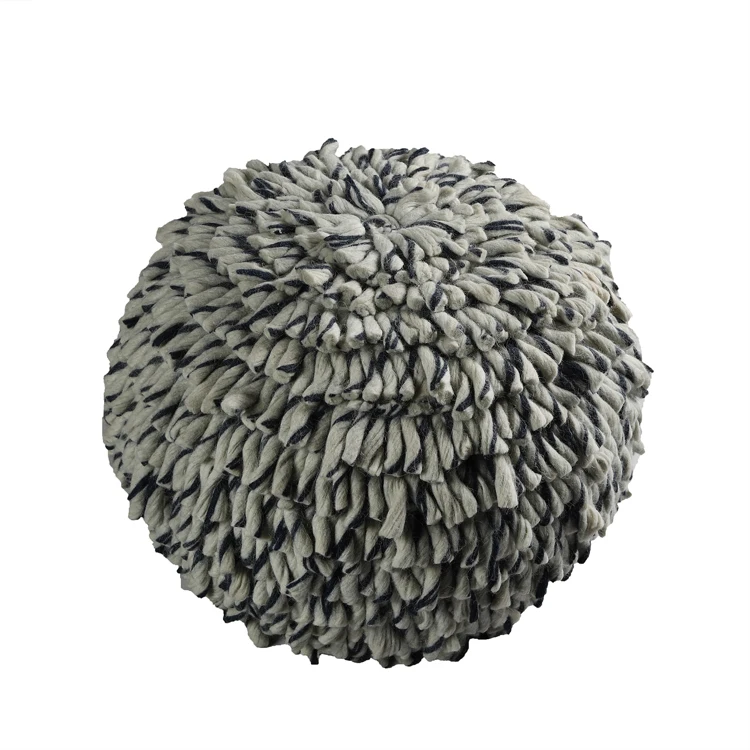 Indian Exporter Hot Selling Hand Made Wool Poufs with Polystyrene Balls Filling