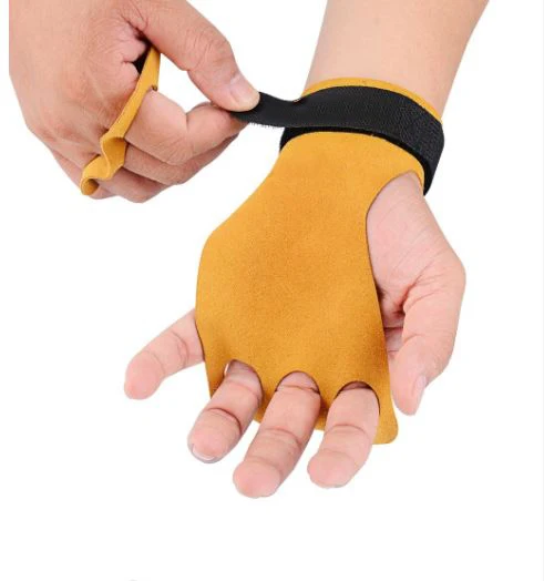 
Crossfit Grip Cow Leather Palm Protector 3 Finger Hole 