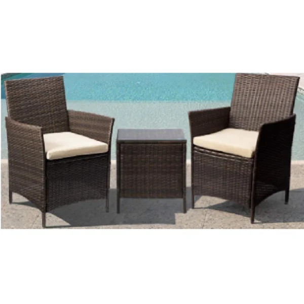HIGH STANDARD MODERN 3PCS SET - STEEL FRAME, WICKER WEAVING