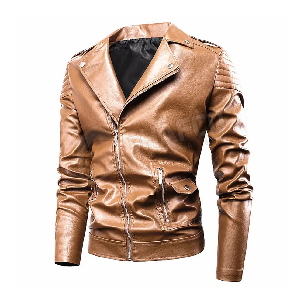 
Мужская кожаная куртка с принтом логотипа на заказ 