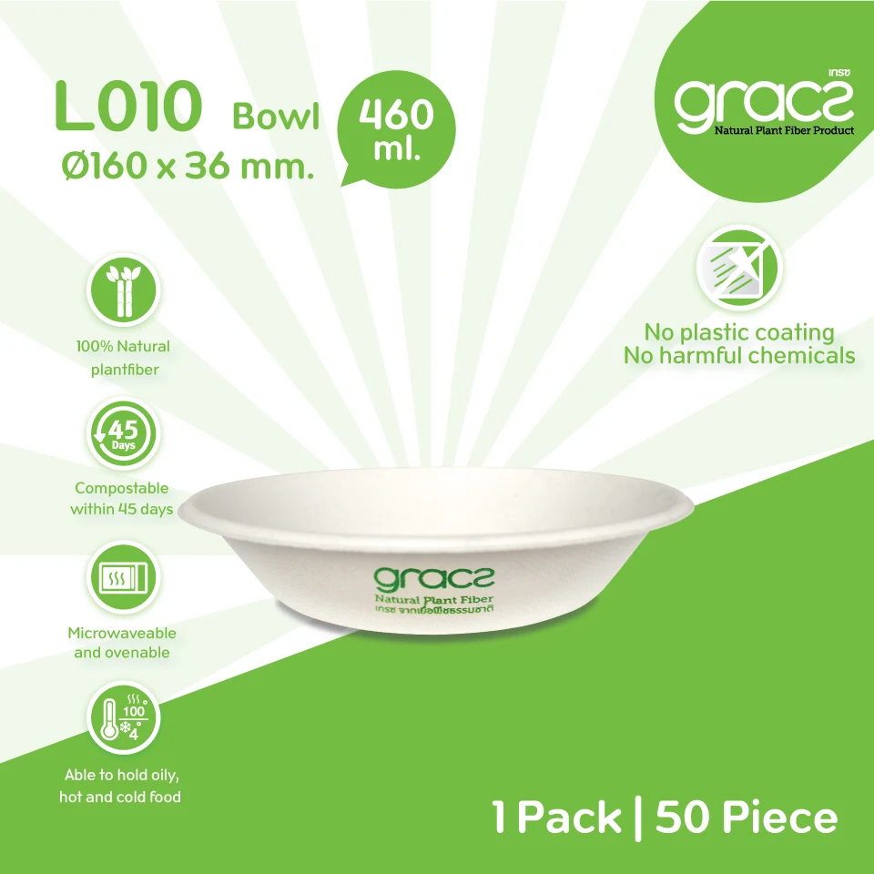 
Gracz L010 Bowl 460ml eco friendly packaging cup bowl food containers Thailand 