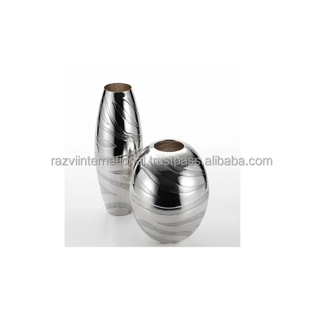Modern Design Stainless Steel Flower Vase for Home Decoration Wood and Aluminium Tabletop Vase