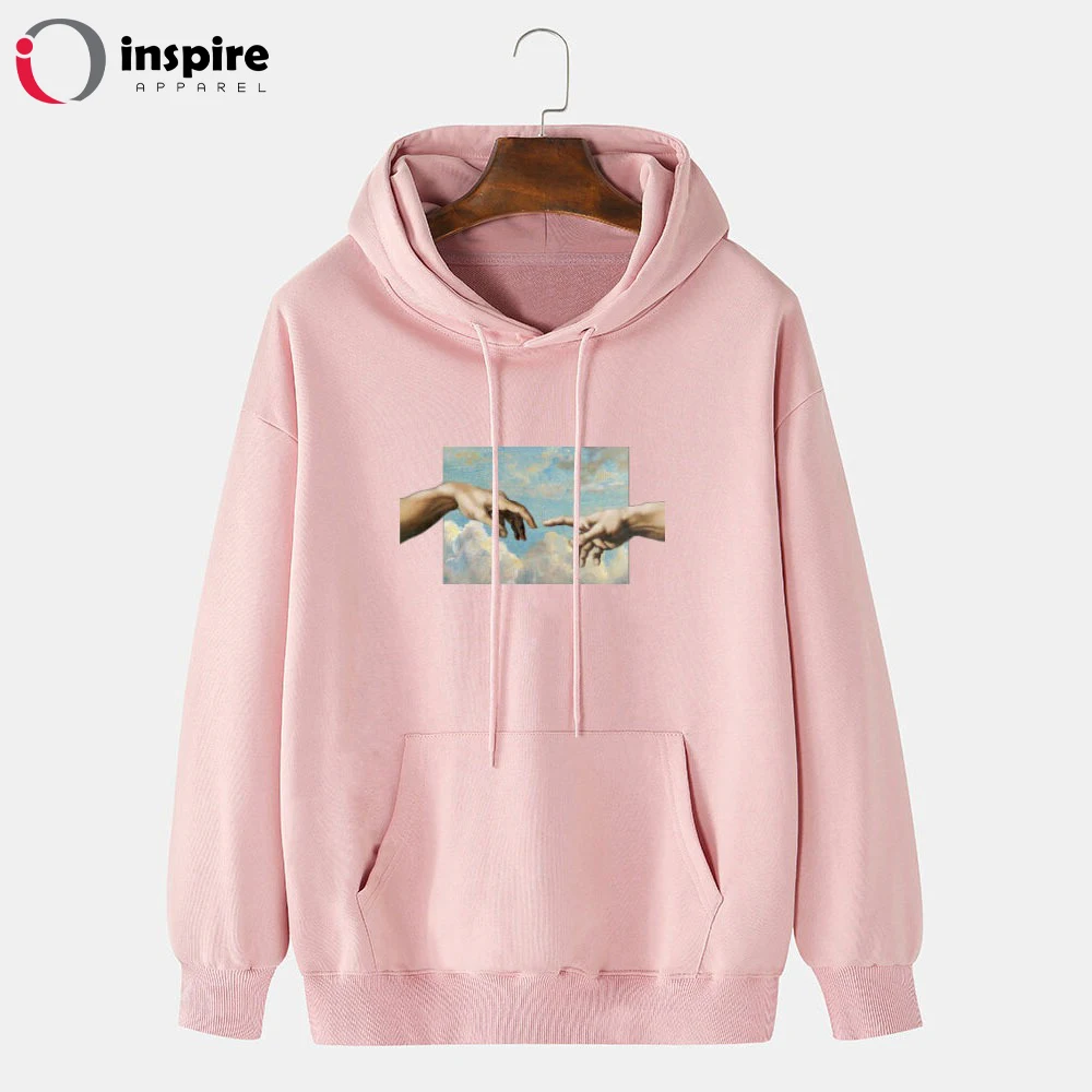 
Mens Touch Hand Graphic Print 100% Cotton Solid Casual Pullover Hoodie 