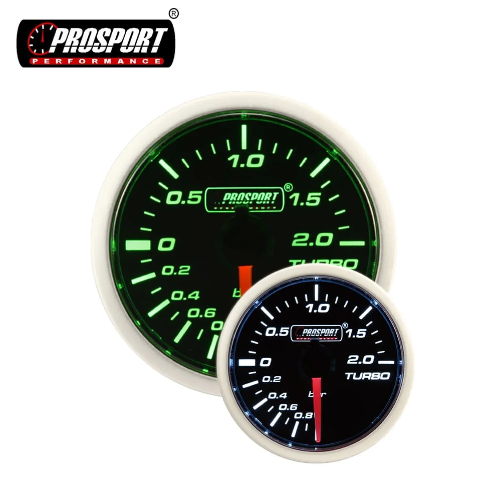 52mm BF Series Sensor with Electrical Green White LED Car Boost Gauge Kit BAR PSI