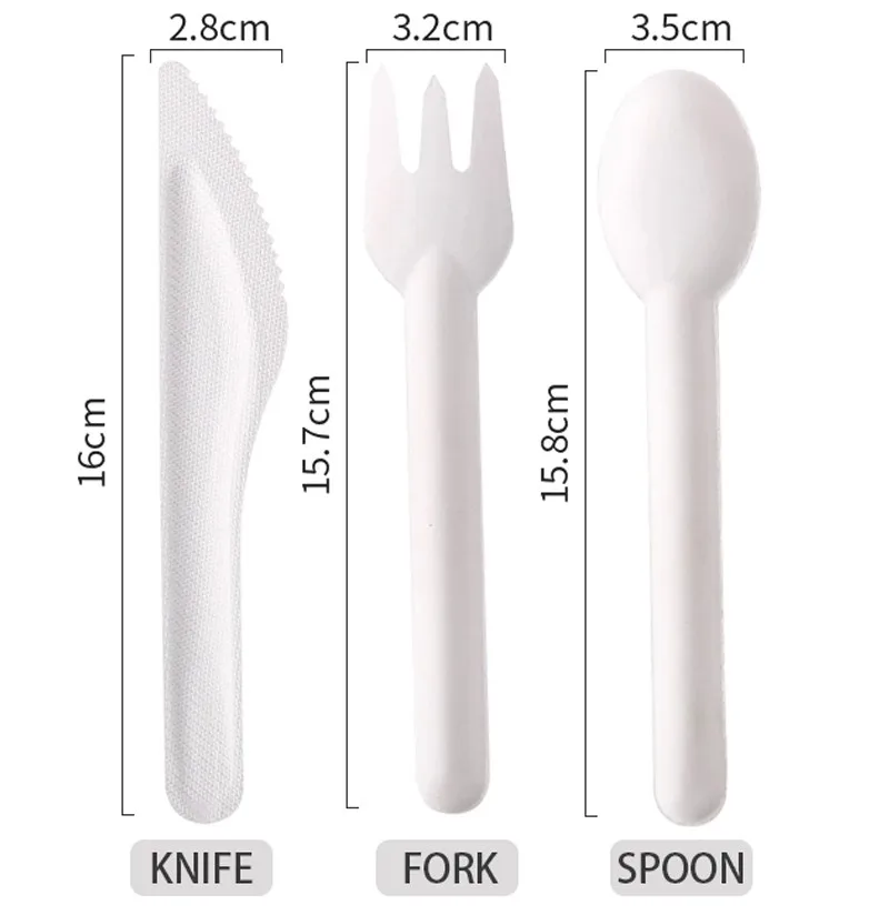 Eco-friendly dinnerware biodegradable Disposable Bagasse knife and fork spoon set bagasse tableware