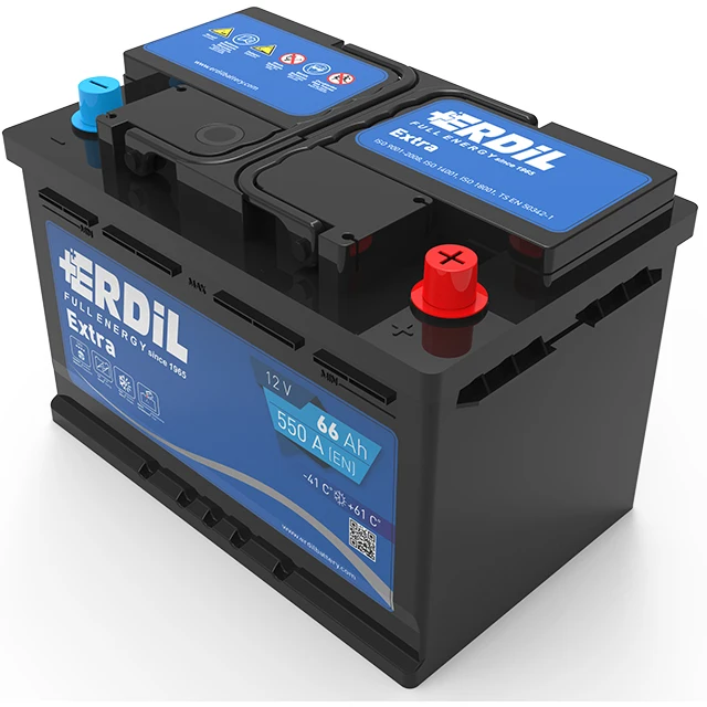 12 V 66 Ah DIN type car battery for export market by Erdil Aku Turkey