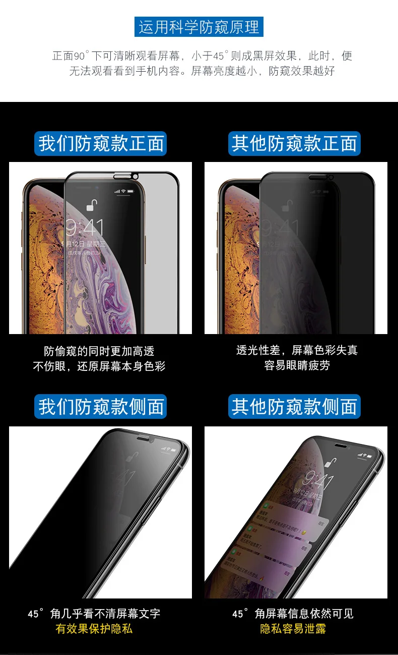 Privacy Screen Protector Anti Spy Privacy Ceramic Film Mobile Screen Protector for iphone Samsung Huawei 13 12 11 se 3